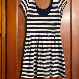 EightSixty Blue & Cream Shortsleeve Mini Dress SzL